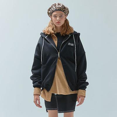 O!Oi LOGO POINT HOOD ZIPUP-BLACK