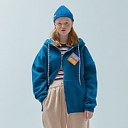 O!Oi LOGO POINT HOOD ZIPUP-DUCK BLUE