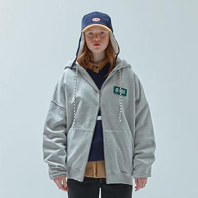 O!Oi LOGO POINT HOOD ZIPUP-GREY