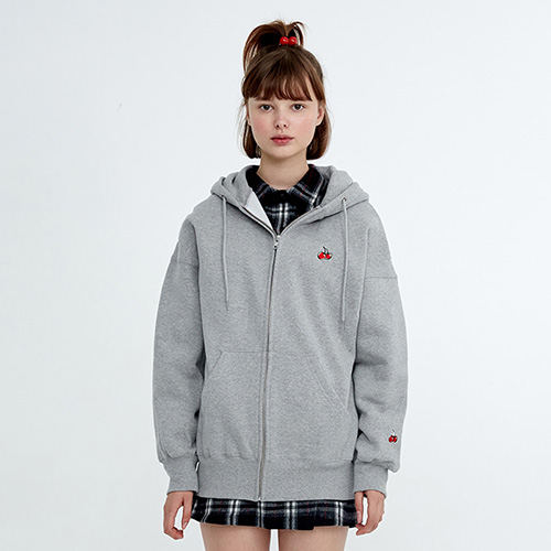 [԰] CHERRY HOODIE ZIPUP HA [GRAY]