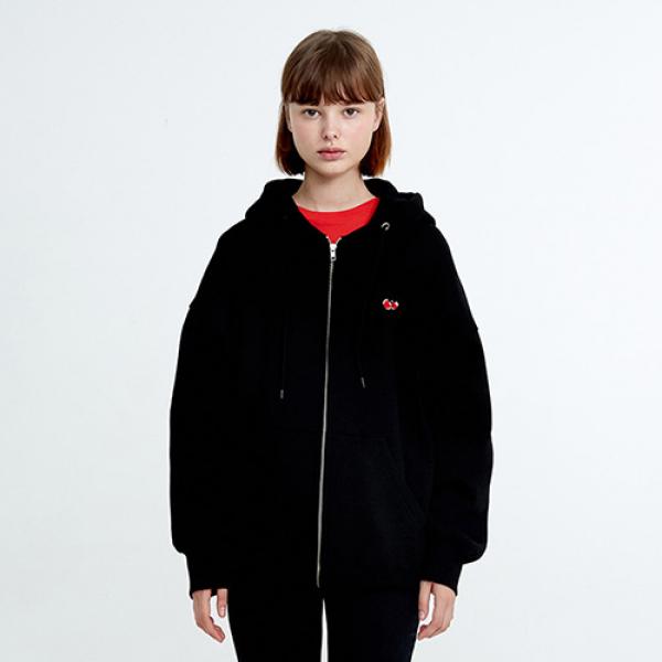 [԰] CHERRY HOODIE ZIPUP HA [BLACK]