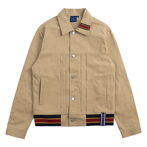 [ROMANTIC CROWN] Color Tape Trucker Jacket_beige