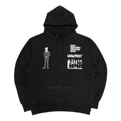 PLASTIC FACE PATCHED HOODIE-BLACK