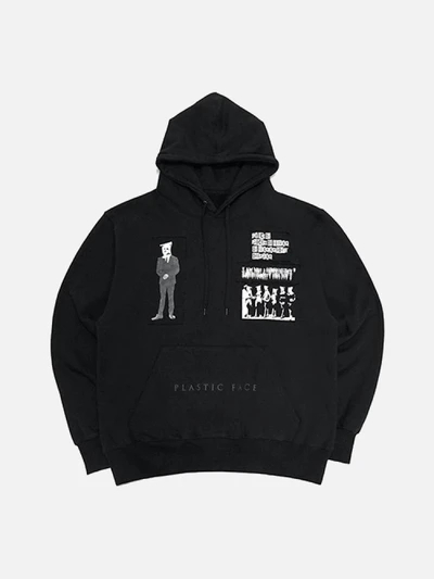 PLASTIC FACE PATCHED HOODIE-BLACK