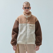 양털 COLOR BLOCK JACKET_brown