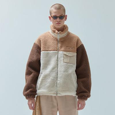 양털 COLOR BLOCK JACKET_brown