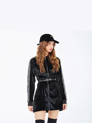 LINE VELVET ONEPIECE BLACK