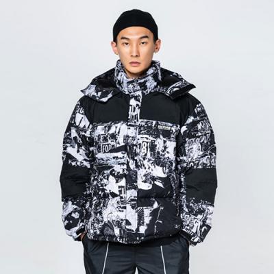 TORN PICTURES HEAVY WEIGHT DUCK DOWN JACKET - WHITE/BLACK
