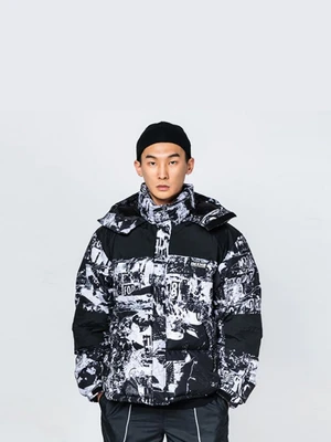 TORN PICTURES HEAVY WEIGHT DUCK DOWN JACKET - WHITE/BLACK