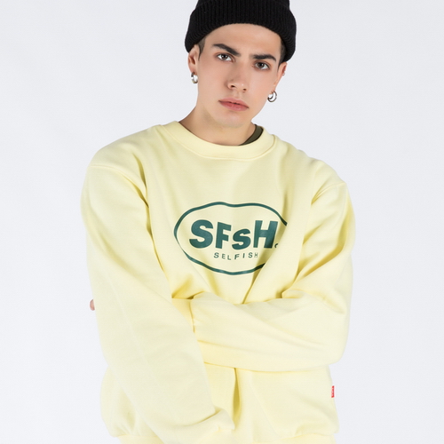 BASIC LOGO PRINTED CREW-NECK SWEATSHIRT (SAF3TS02) (YELLOW)