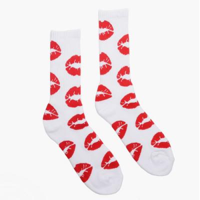 LIPS CREW SOCK-WHITE