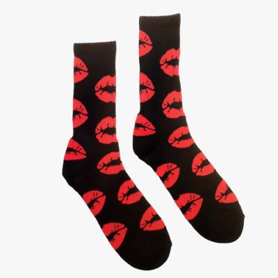 LIPS CREW SOCK-BLACK