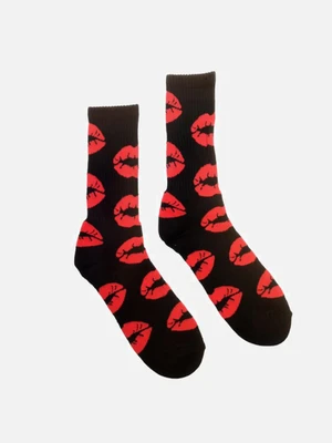 LIPS CREW SOCK-BLACK