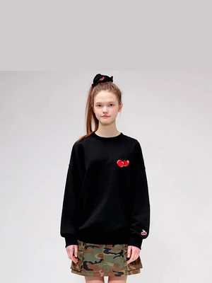 HEART CHERRY SWEATSHIRT IS [BLACK]