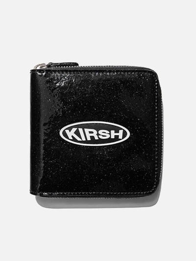 GLITTER CIRCLE LOGO HALF WALLET IS [BLACK]
