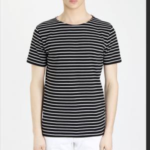 ISTKUNST BOAT NECK STRIPE TEE-BLACK