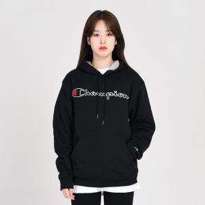 (GF89H) 파워블렌드 스크립트 자수 후드티 BLACK