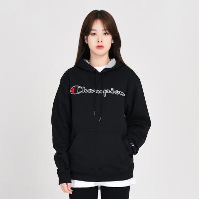 (GF89H) 파워블렌드 스크립트 자수 후드티 BLACK