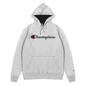 (GF89H) 파워블렌드 스크립트 자수 후드티 OXFORD GREY