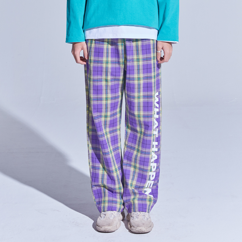 LOGO CHECK BANDING PANTS (PURPLE)