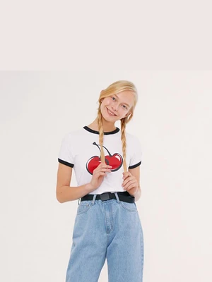 BIG CHERRY RINGER TEE IS [WHITE]