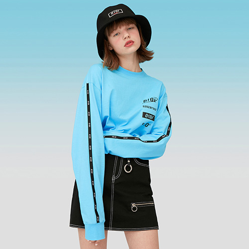 TAPING LONG SLEEVE T-SHIRTS-SKY BLUE