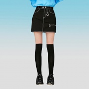 PIERCING MINI SKIRTS-BLACK DENIM