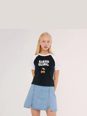 KIRSH GIRL RAGLAN TEE IS [BLACK]