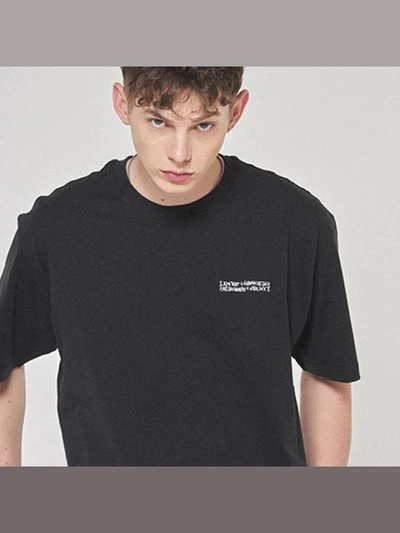 EMBROIDERY FRONT TEE-BLACK
