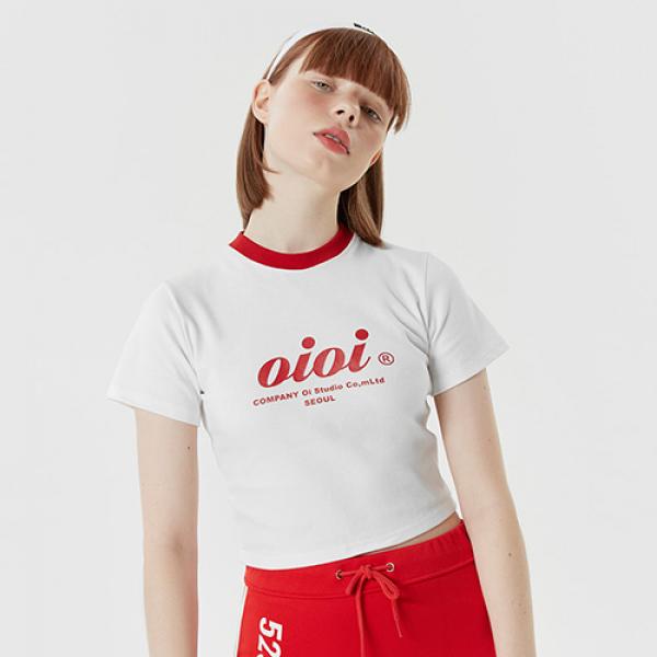 SERIF LOGO CROP T-SHIRTS-WHITE