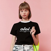 SERIF LOGO CROP T-SHIRTS-BLACK