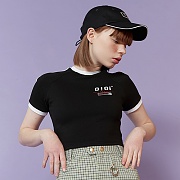 LINING CROP T-SHIRTS-BLACK