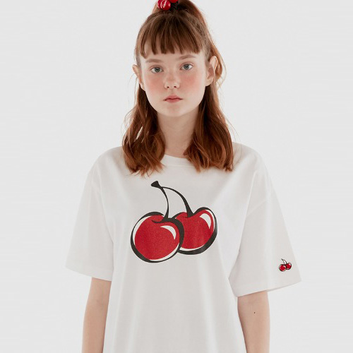 BIG CHERRY GLITTER T-SHIRT IH [WHITE]