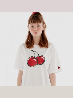 BIG CHERRY GLITTER T-SHIRT IH [WHITE]