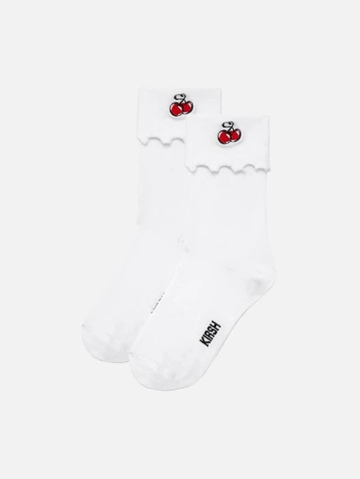 CHERRY WAVE SOCKS IH [WHITE]