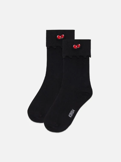 CHERRY WAVE SOCKS IH [BLACK]