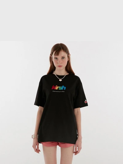 GLITTER RAINBOW LOGO T-SHIRT IH [BLACK]