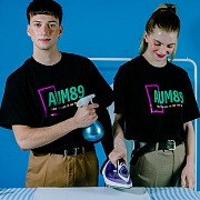AUM89 SQUARE LOGO T-SHIRT (BLACK)