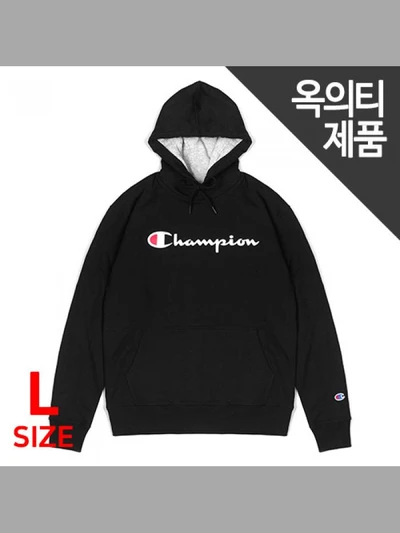 (GF89H) 파워블렌드 스크립트 프린트 후드티 BLACK (프린트 불량)