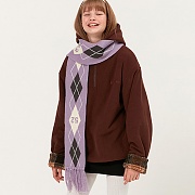 ARGYLE FRINGE KNIT MUFFLER_light purple