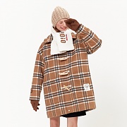 CHECK DUFFLE COAT_beige check