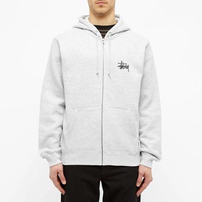 BASIC STUSSY ZIP HOOD-ASH HEATER(blk logo)