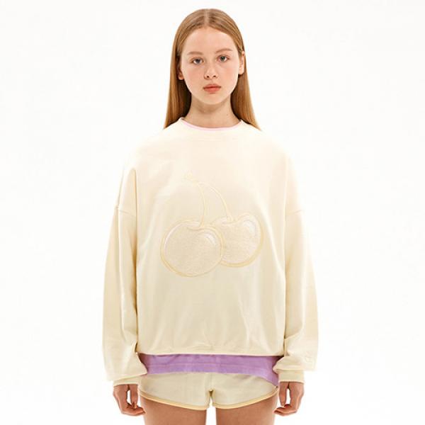 TONE ON TONE BIG CHERRY SWEATSHIRT JS [CREAM]