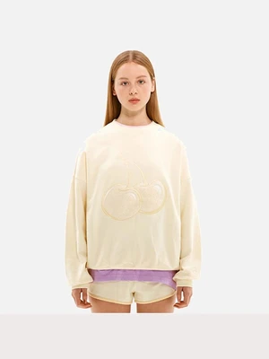TONE ON TONE BIG CHERRY SWEATSHIRT JS [CREAM]