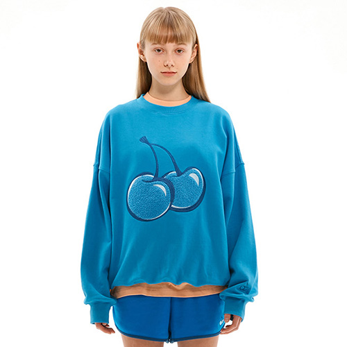 TONE ON TONE BIG CHERRY SWEATSHIRT JS [BLUE]