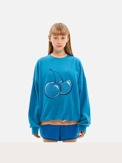 TONE ON TONE BIG CHERRY SWEATSHIRT JS [BLUE]
