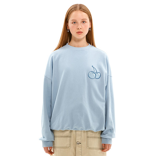 TONE ON TONE MIDDLE CHERRY SWEATSHIRT JS [LIGHT BLUE]