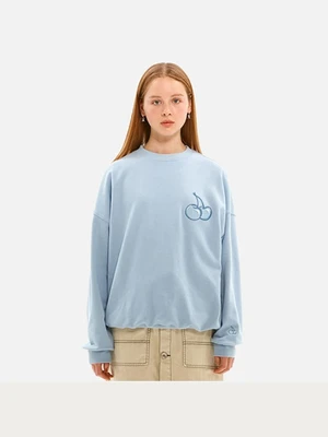 TONE ON TONE MIDDLE CHERRY SWEATSHIRT JS [LIGHT BLUE]