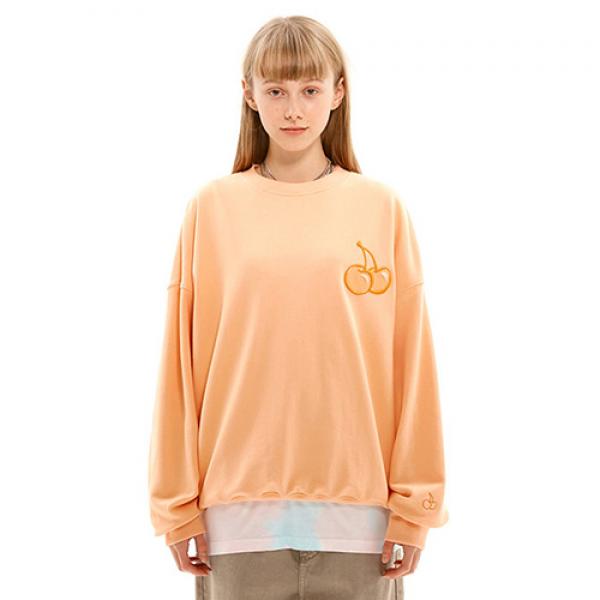 TONE ON TONE MIDDLE CHERRY SWEATSHIRT JS [LIGHT ORANGE]