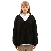 SMALL CHERRY V NECK CARDIGAN JS [BLACK]